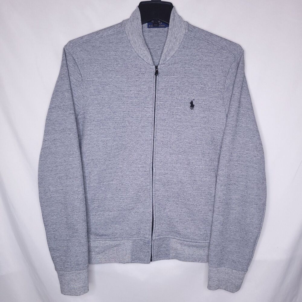 Polo Ralph Lauren Bomber Jacket Mens Large Gray Full Zip Jersey